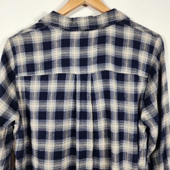 Madewell Navy Flannel Daywalk Shirtdress in Fairfax Plaid Size Medium - Picture 3 of 9
